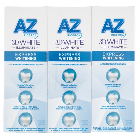 AZ Ricerca Dentifricio 3D White Illuminate Express Whitening Bianco Fresh 3 x 50 ml
